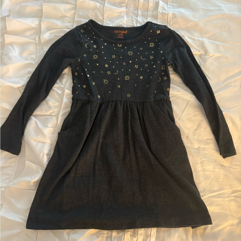 Cat & Jack B Stars and Moon Long Sleeve Sweater Dress - Picture 8 of 8